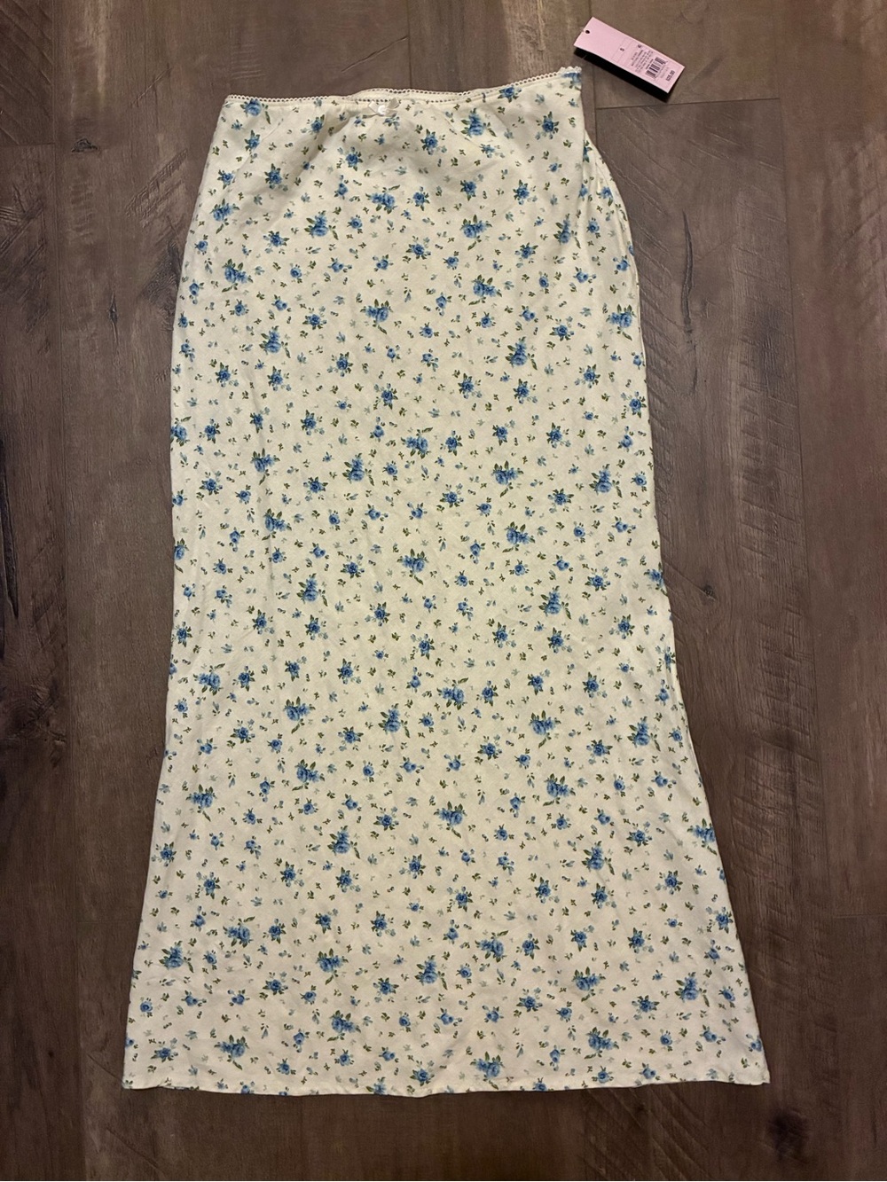 wild fable Cream Maxi Skirt with Blue Floral Print